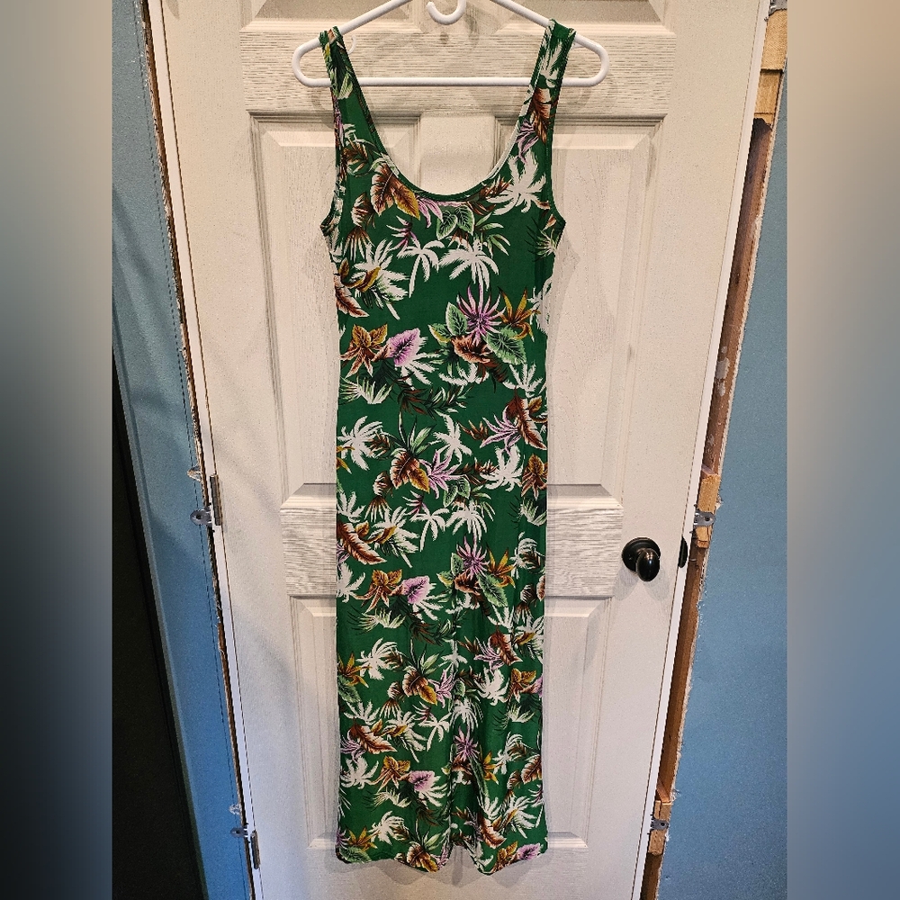 Tropical Green Sleeveless Maxi Dress